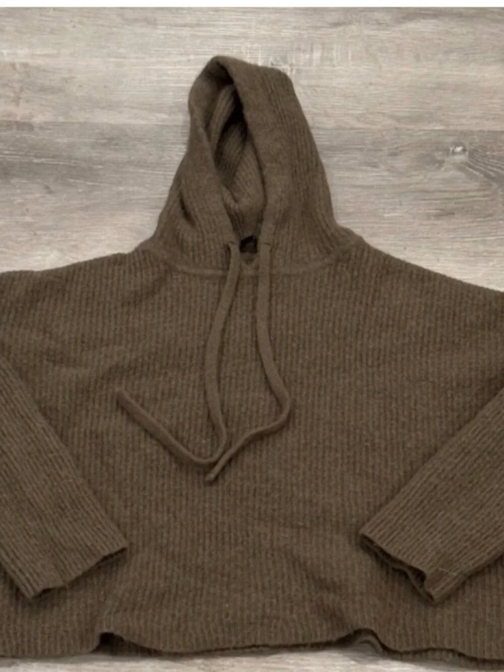 Jenni Kayne Hooded Sweater Baby Alpaca Wool Relaxed Knit Olive Green Womens XXL - Picture 2 of 8